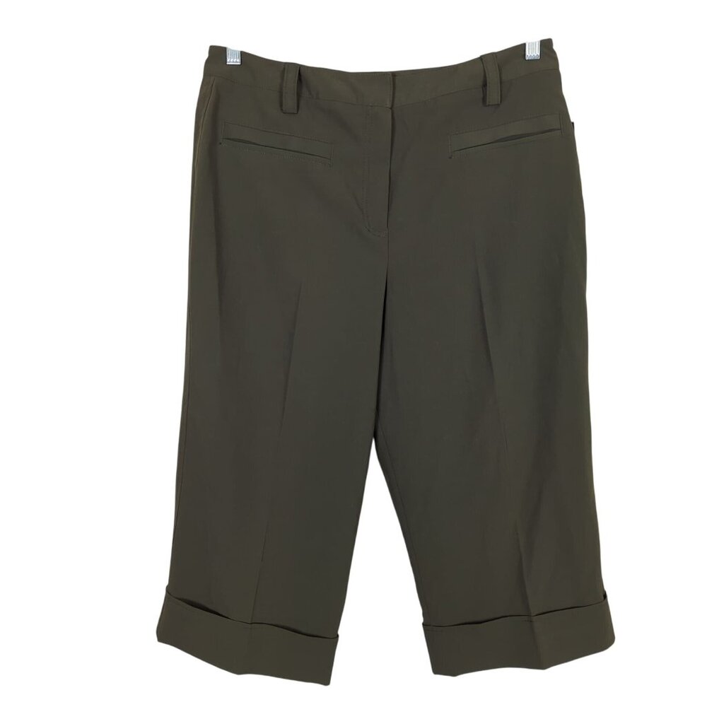 Larry Levine Stretch Olive Cropped Women's Pants Size 14